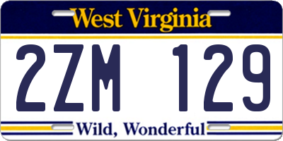 WV license plate 2ZM129