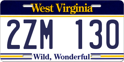 WV license plate 2ZM130