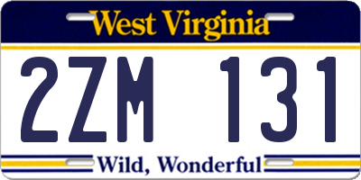 WV license plate 2ZM131