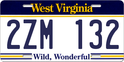 WV license plate 2ZM132