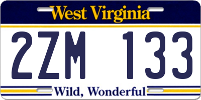 WV license plate 2ZM133