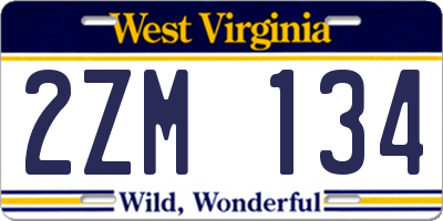 WV license plate 2ZM134