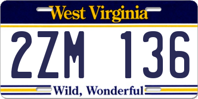 WV license plate 2ZM136