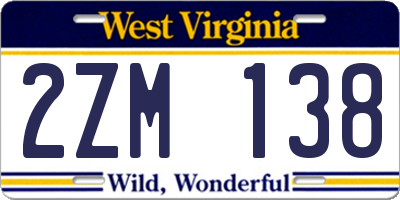 WV license plate 2ZM138