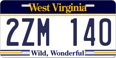 WV license plate 2ZM140