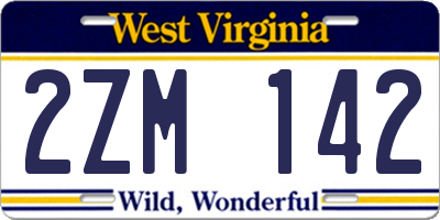 WV license plate 2ZM142