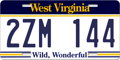 WV license plate 2ZM144