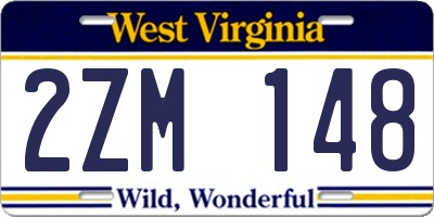 WV license plate 2ZM148