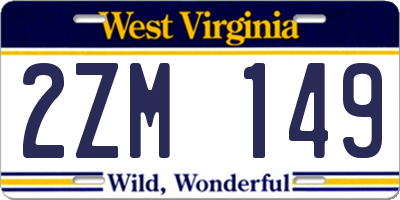 WV license plate 2ZM149
