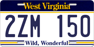 WV license plate 2ZM150