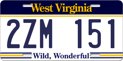 WV license plate 2ZM151
