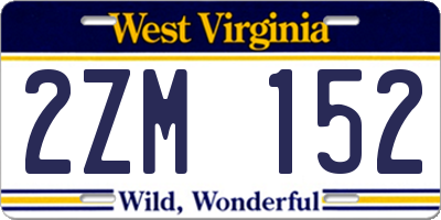 WV license plate 2ZM152
