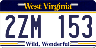 WV license plate 2ZM153
