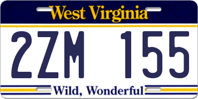 WV license plate 2ZM155