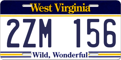 WV license plate 2ZM156
