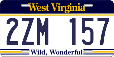 WV license plate 2ZM157