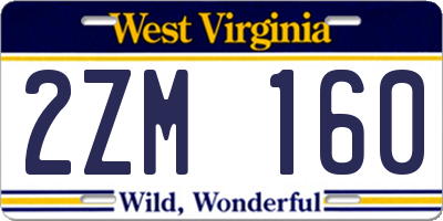 WV license plate 2ZM160