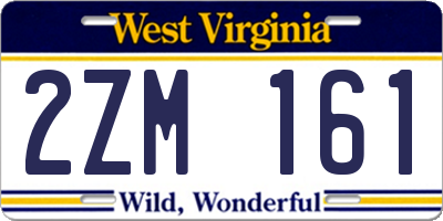 WV license plate 2ZM161