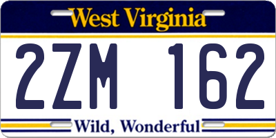 WV license plate 2ZM162