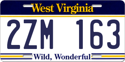 WV license plate 2ZM163
