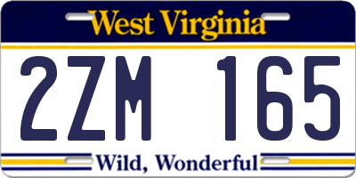 WV license plate 2ZM165