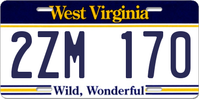 WV license plate 2ZM170