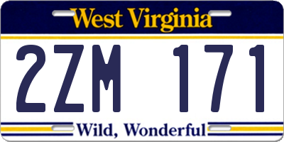 WV license plate 2ZM171