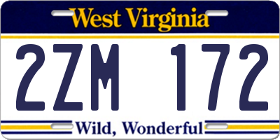 WV license plate 2ZM172