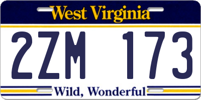 WV license plate 2ZM173