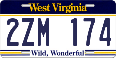 WV license plate 2ZM174