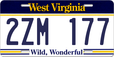 WV license plate 2ZM177