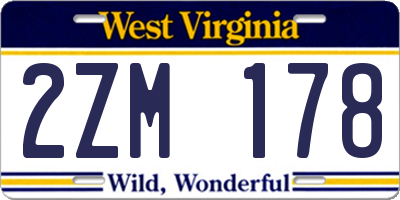 WV license plate 2ZM178