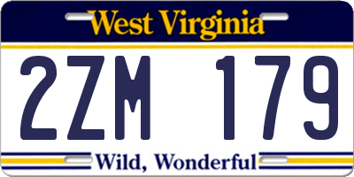 WV license plate 2ZM179
