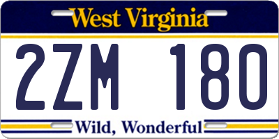 WV license plate 2ZM180
