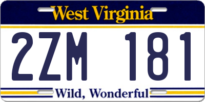 WV license plate 2ZM181