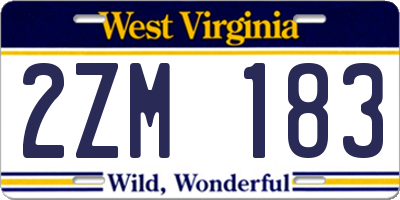 WV license plate 2ZM183