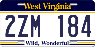 WV license plate 2ZM184