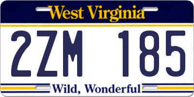 WV license plate 2ZM185