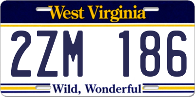 WV license plate 2ZM186