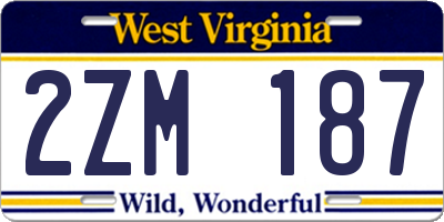 WV license plate 2ZM187