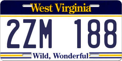 WV license plate 2ZM188