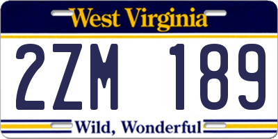 WV license plate 2ZM189