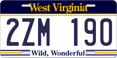 WV license plate 2ZM190