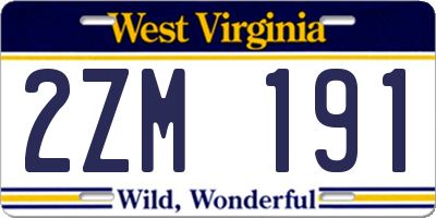 WV license plate 2ZM191