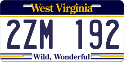 WV license plate 2ZM192