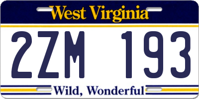 WV license plate 2ZM193