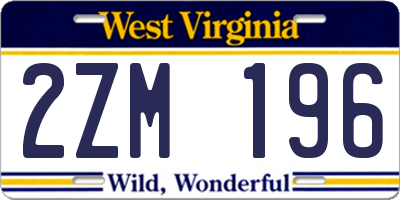 WV license plate 2ZM196