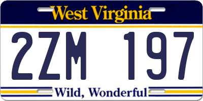 WV license plate 2ZM197