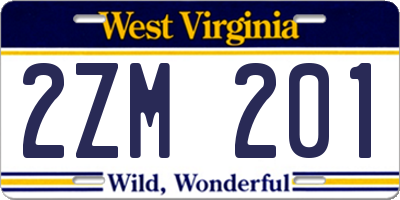 WV license plate 2ZM201
