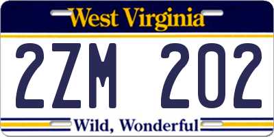 WV license plate 2ZM202